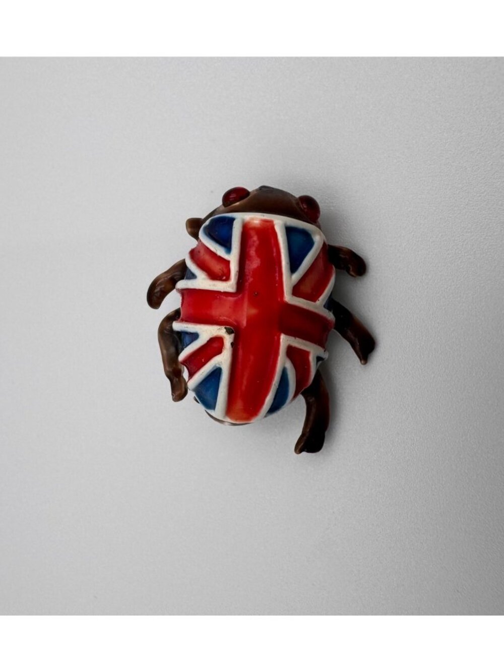 Vintage HAR British Union Jack Beetle Bug Enamel Figural Brooch Signed
